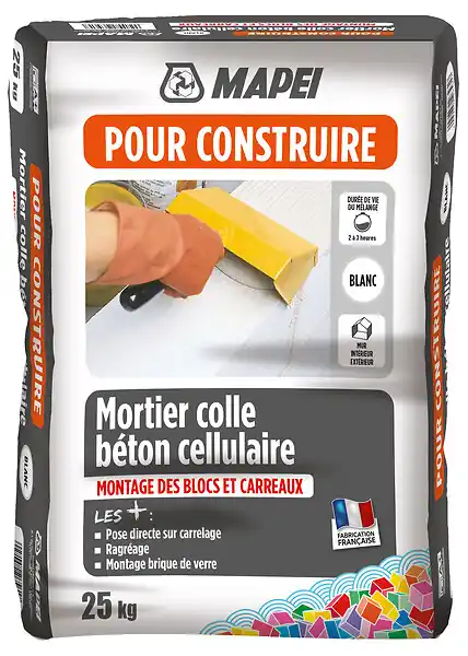 Mortier colle béton cellulaire - Blanc - Sac 25kg MAPEI Prix Cassé