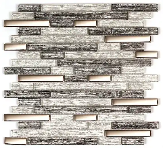 Mosaïque verre-miroir barrettes gris tissu - 300x300mm MAT INTER Dernier Modèle