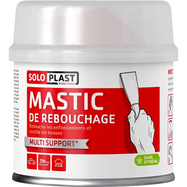 Mastic de rebouchage polyester - Gris clair - 461g SOLOPLAST Paiement Sécurisé