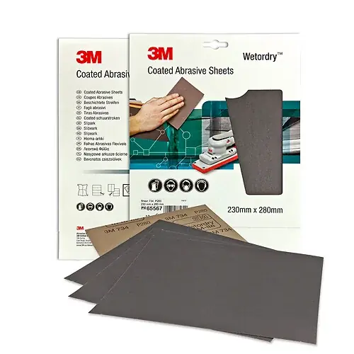 Paquet de 10 feuilles Abrasives imperméables 230x280mm 734 G.1200 - 3M - LS65574 Nouvelle Collection