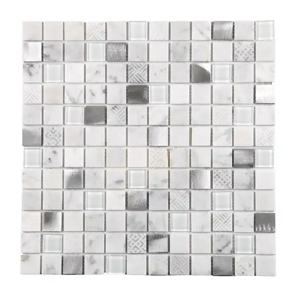 Mosaïque alu verre marbre gris blanc 300x300mm MAT INTER Remise