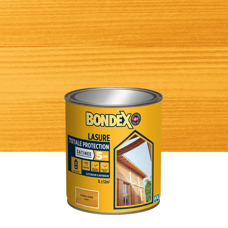 Lasure totale protection 5 ans chêne doré satin 1L BONDEX Nouvelle Collection