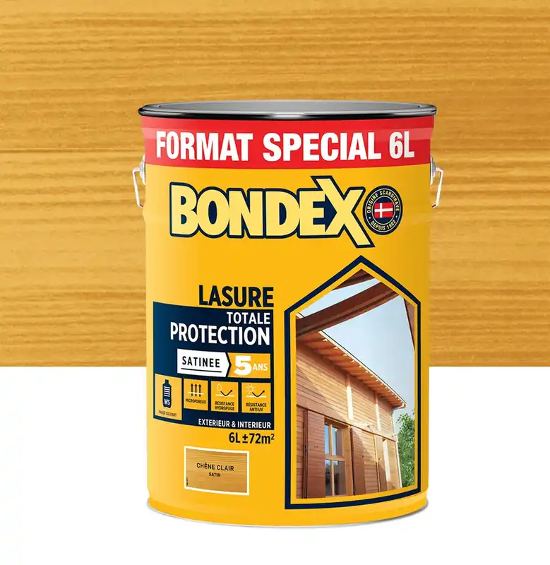 Usine Directe Lasure totale protection 5 ans chêne clair satin 6L BONDEX