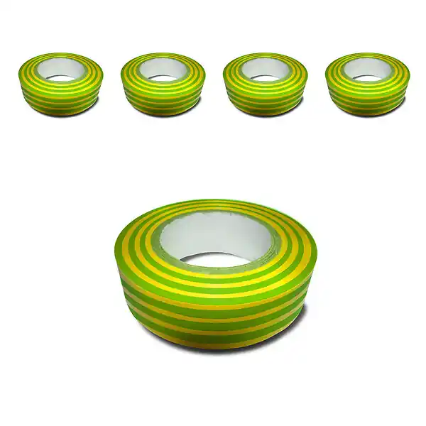 Achat Immédiat Lot de 5 rouleaux adhésifs 15mmx10m - Vert/Jaune - Zenitech