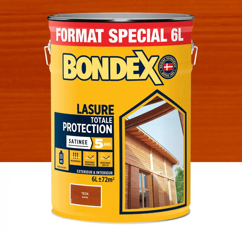 Lasure totale protection 5 ans teck satin 6L BONDEX Meilleur Choix