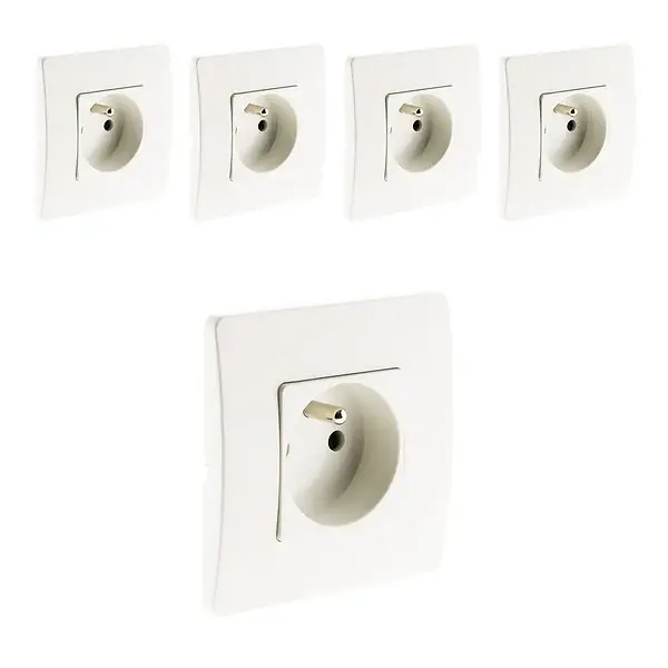 Promotion Lot de 5 prises 2P+T 16A - Blanc - Zenitech