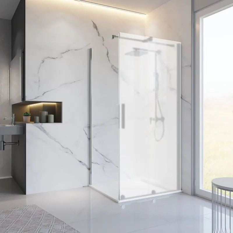 Promotion Saisonnière Paroi de douche latérale fixe 90x200 cm pour porte coulissante profilé chrome verre transparent 8 mm New Style - SCHULTE
