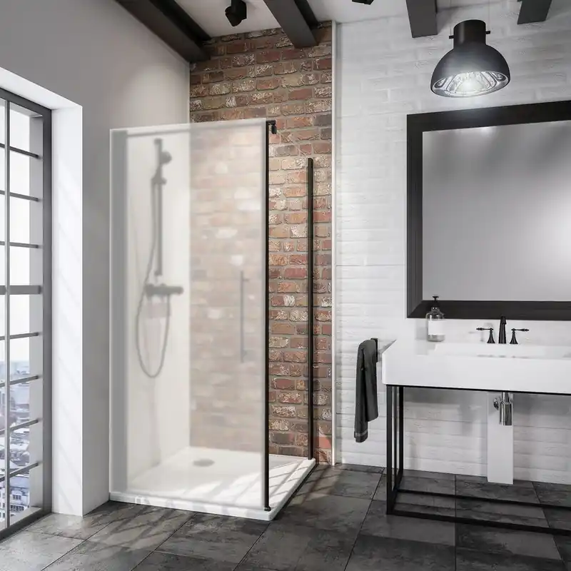 Affaire À Saisir Paroi de douche latérale fixe 80x193 cm pour porte pivotante profilé noir verre transparent 5 mm New Style - SCHULTE