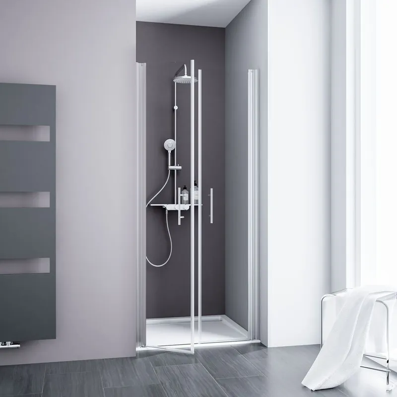 Produit De Marque Portes de douche battantes 90x192 cm profilé chrome verre transparent 5 mm New Style - SCHULTE
