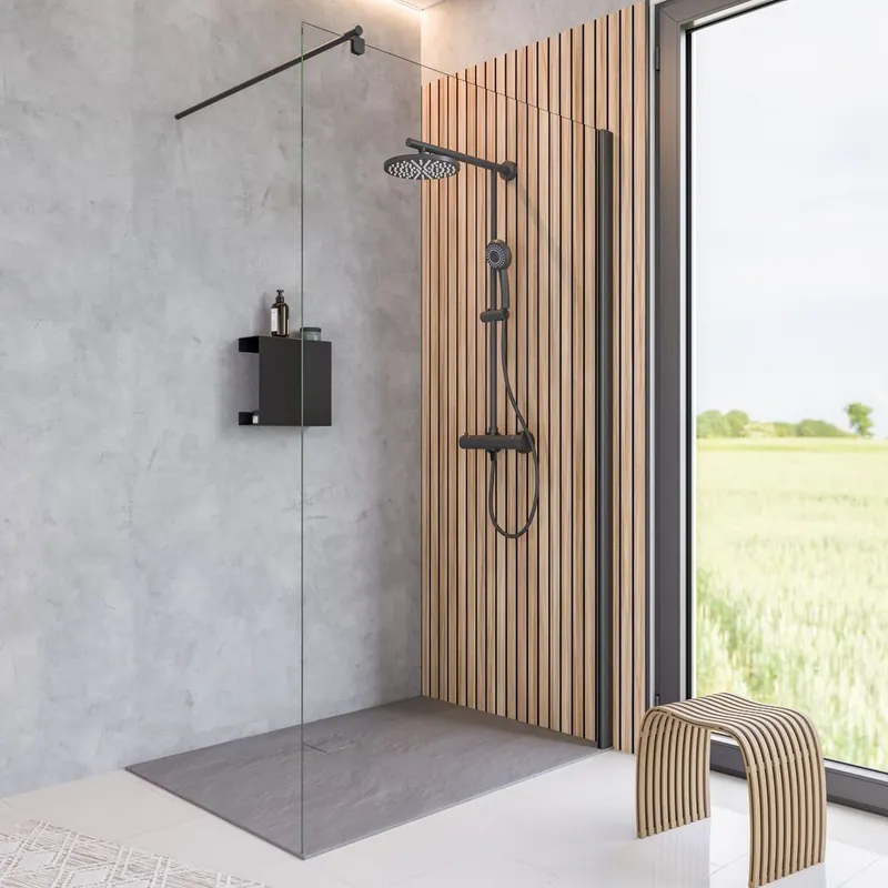 Meilleur Choix Paroi de douche à l‘italienne 100x200 cm profilé noir verre transparent 6 mm New Style - SCHULTE