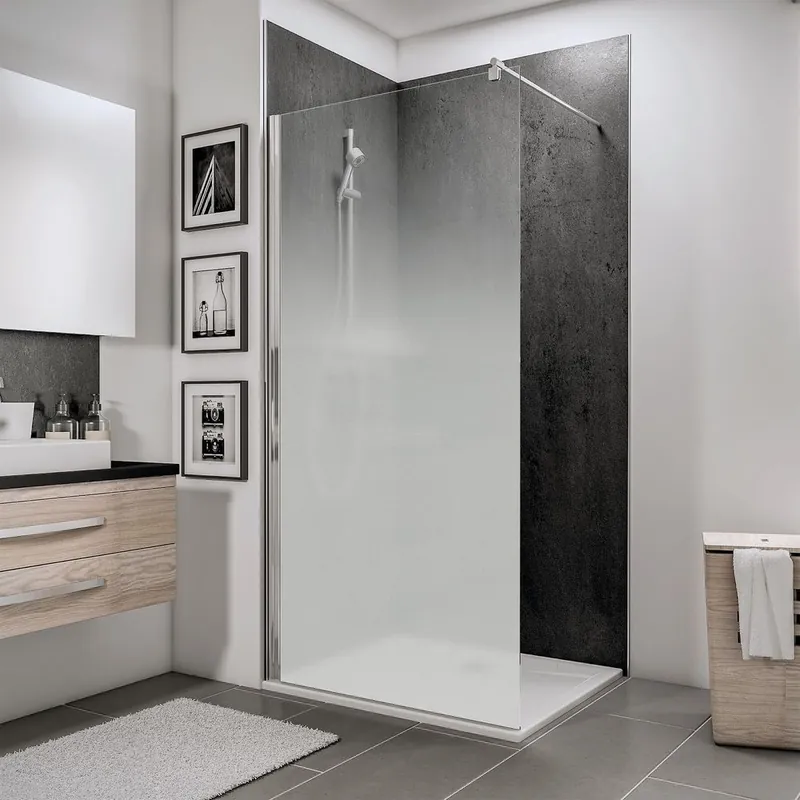 Paroi de douche à l‘italienne 140x200 cm profilé noir verre brume 6 mm New Style - SCHULTE Produit De Marque