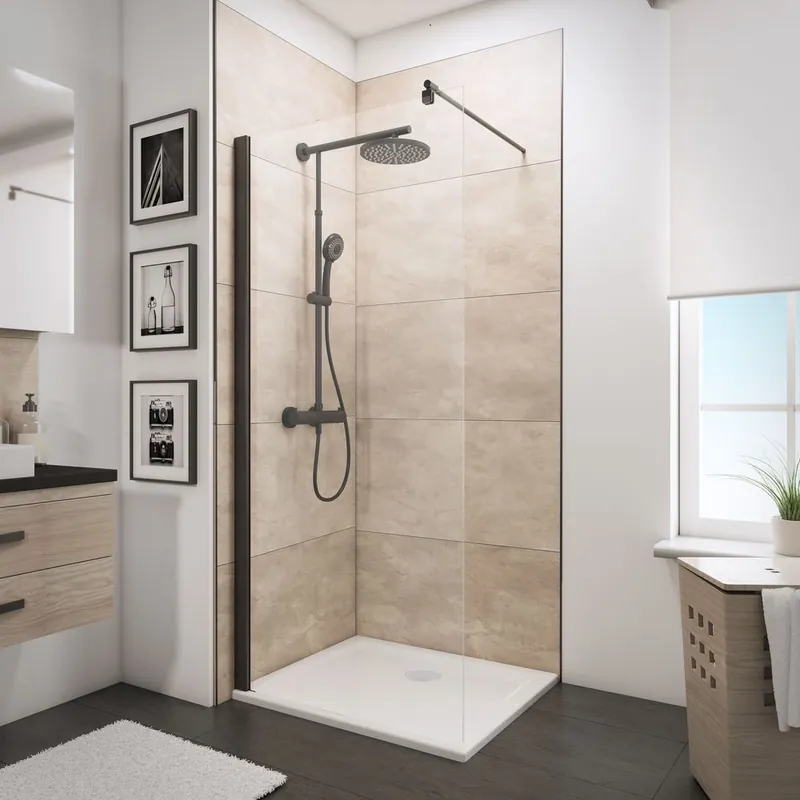 Paroi de douche à l‘italienne 120x190 cm profilé noir verre transparent 6 mm New Style - SCHULTE Top Vente