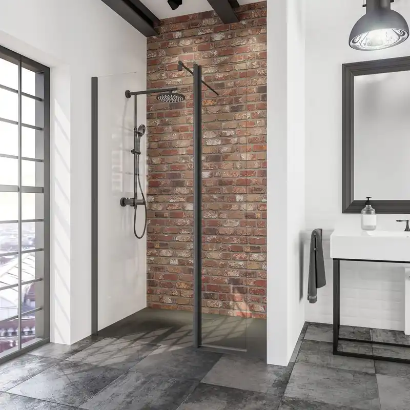 Super Prix Paroi de douche à l‘italienne avec déflecteur 100+30x190 cm profilé noir verre transparent 5 mm New Style - SCHULTE