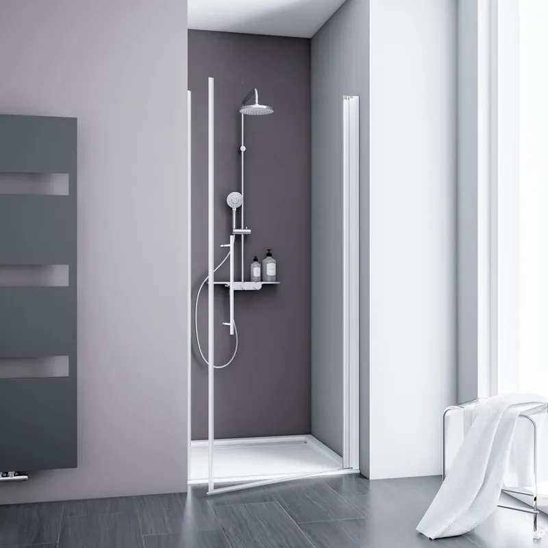 Commander Vite Porte de douche pivotante 100x192 cm profilé chrome verre transparent 5 mm New Style - SCHULTE