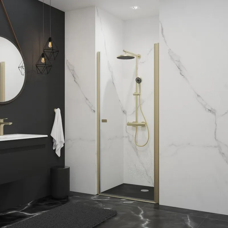 Porte de douche pivotante 80x192 cm profilé or verre transparent 5 mm NewStyle - SCHULTE Livraison Express