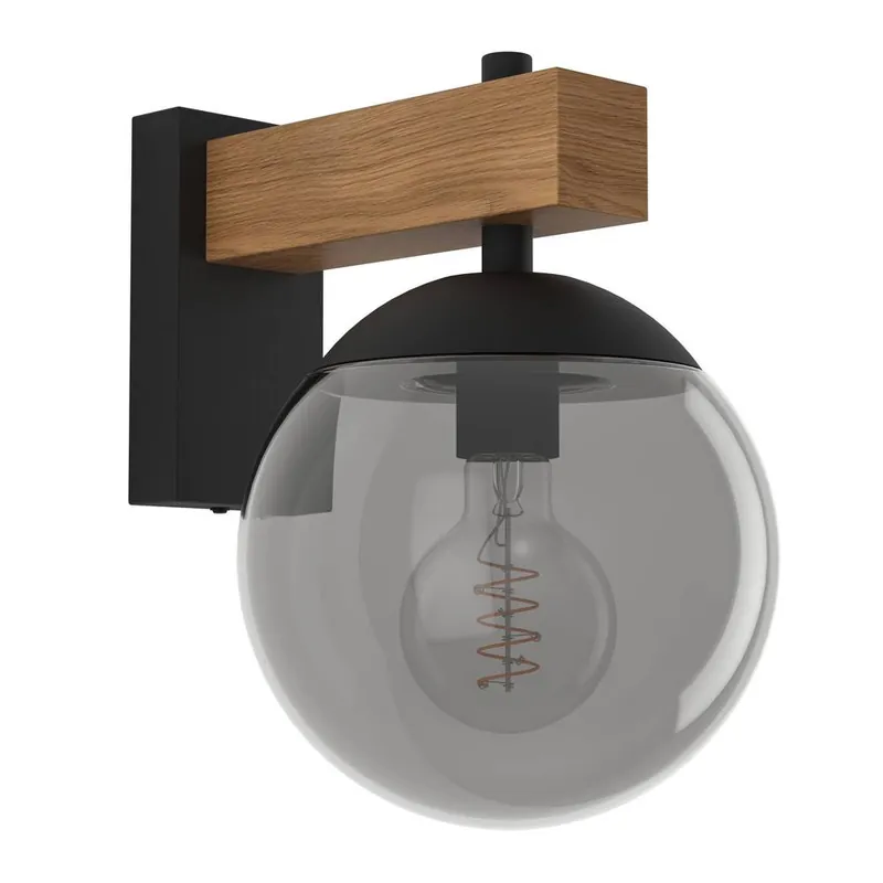 Nouveauté Applique extérieur E27 Bufalata bois et noir IP44 40W - EGLO