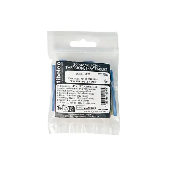 30 manchons thermorétractables polyoléfine - 1,5 à 6 mm² TIBELEC Usine Directe
