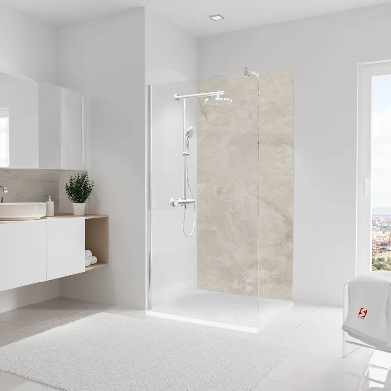 Solde Panneau mural de douche 100x210 cm marbre greige DécoDesign Softtouch - SCHULTE