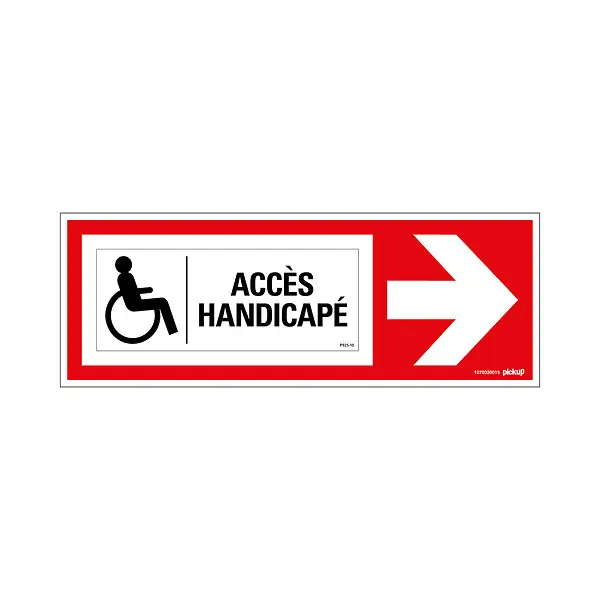 Jusqu'à Épuisement Des Stocks Panneau et adhesif acces handicapes rouge avec fleche 120x330mm PICKUP