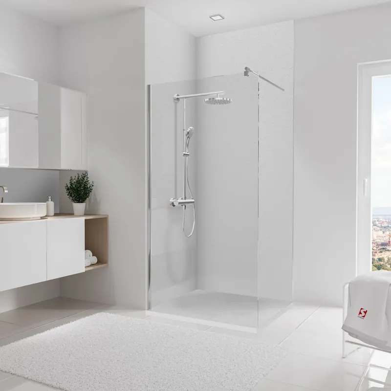 Authentique Panneaux muraux de douche 100+100x255 cm blanc structuré DécoDesign Décor - SCHULTE