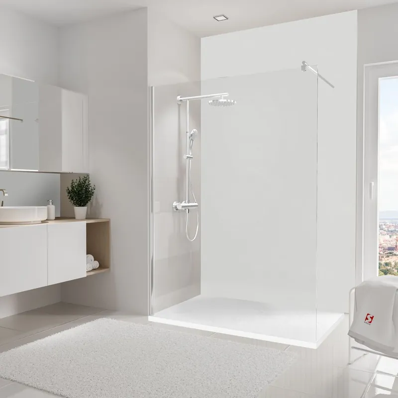 Offre Spéciale Panneau mural de douche 150x255 cm blanc structuré DécoDesign Décor - SCHULTE