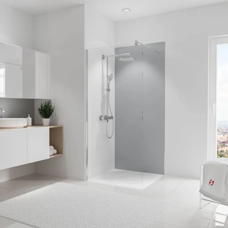 Nouvel Arrivage Panneau mural de douche 90x210 cm gris argenté DécoDesign Couleur - SCHULTE