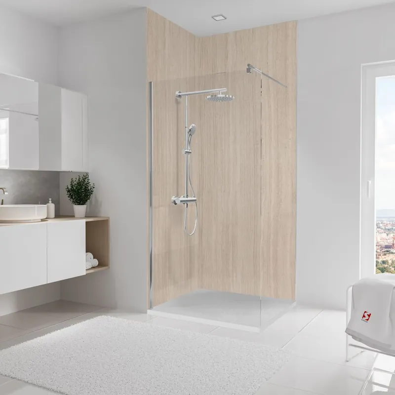 Expédié Aujourd'hui Panneaux muraux de douche 100+100x255 cm travertin romain DécoDesign Décor - SCHULTE