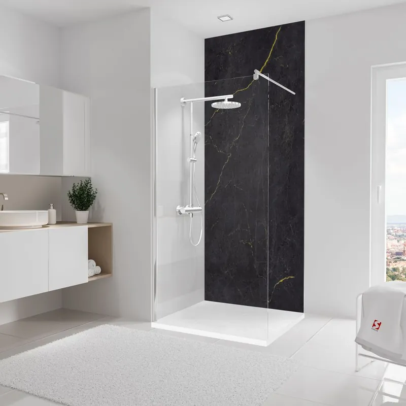 Panneau mural de douche 100x255 cm marbre anthracite or DécoDesign Softtouch - SCHULTE Prix Choc
