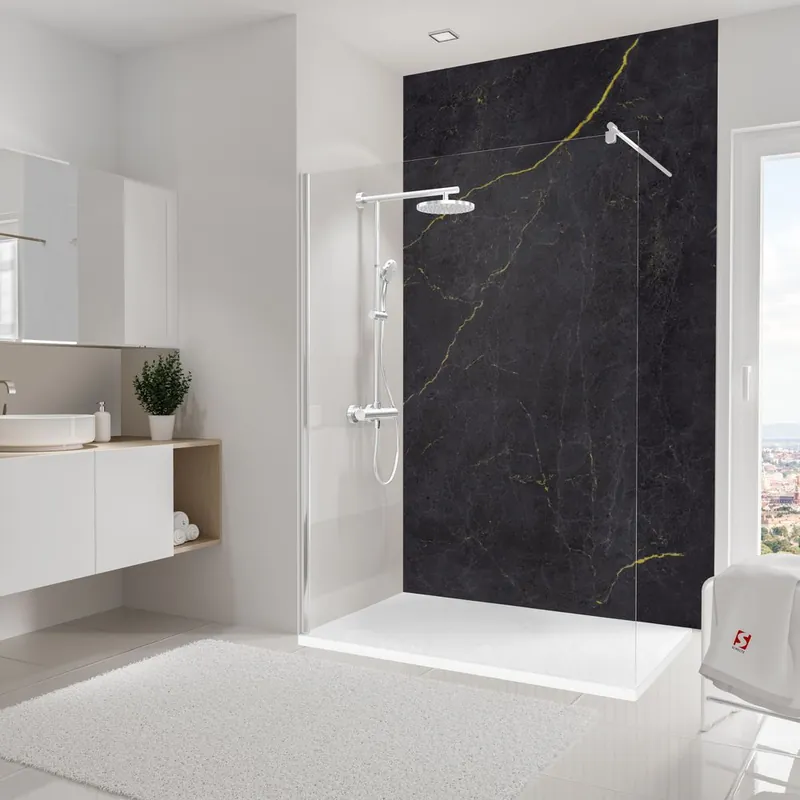 Panneau mural de douche 150x255 cm marbre anthracite or DécoDesign Softtouch - SCHULTE Vente Directe