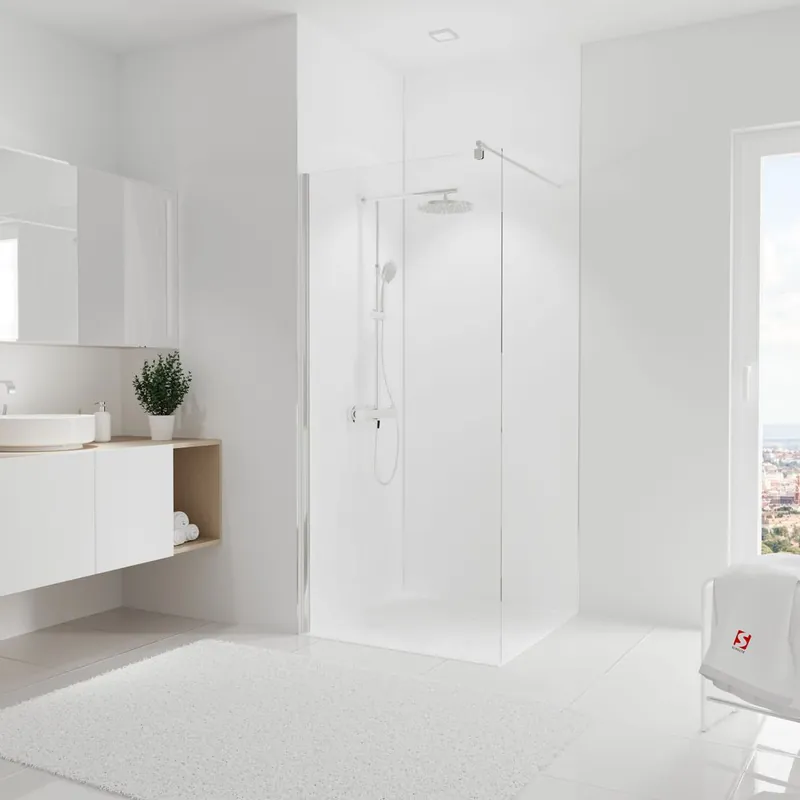 Expédition Rapide Panneaux muraux de douche 90+90x255 cm blanc DécoDesign Couleur - SCHULTE