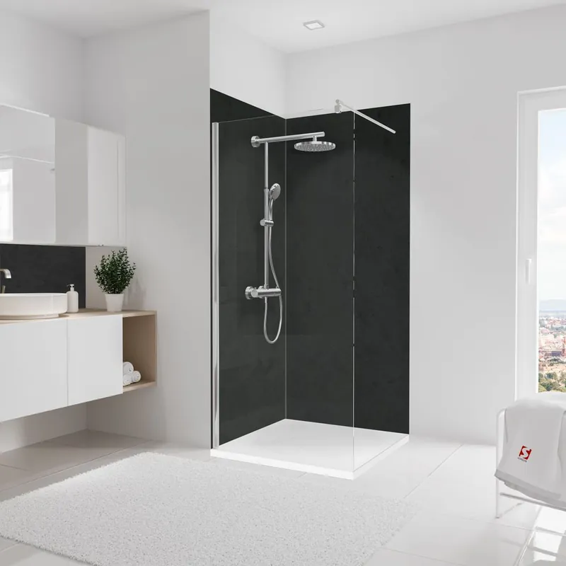 Pas Cher Panneaux muraux de douche 100+100x210 cm ardoise DécoDesign Décor - SCHULTE