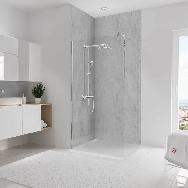 Panneaux muraux de douche 100+100x255 cm pierre gris clair DécoDesign Décor - SCHULTE Affaire À Saisir