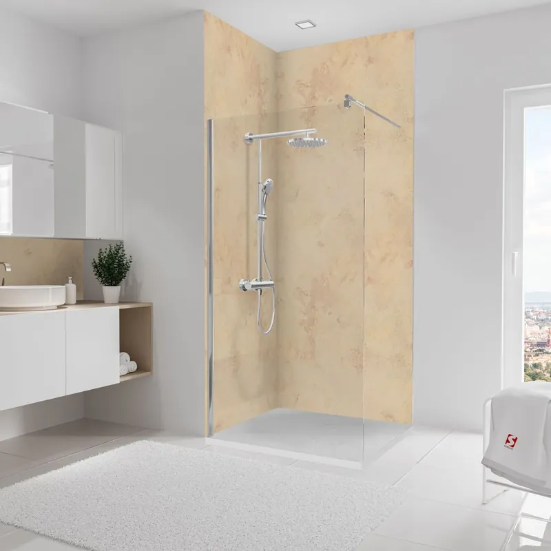 Seulement Aujourd'hui Panneaux muraux de douche 100+100x255 cm travertin DécoDesign Décor - SCHULTE