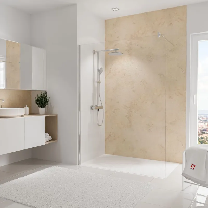 Réduction Panneau mural de douche 150x255 cm travertin DécoDesign Décor - SCHULTE