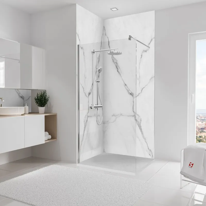 Nouvelle Collection Panneaux muraux de douche 100+100x255 cm marbre de carrare DécoDesign Softtouch - SCHULTE