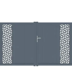 Marque Portail battant aluminium THYEZ l.3,00 x H.1,60 m gris JARDIMAT