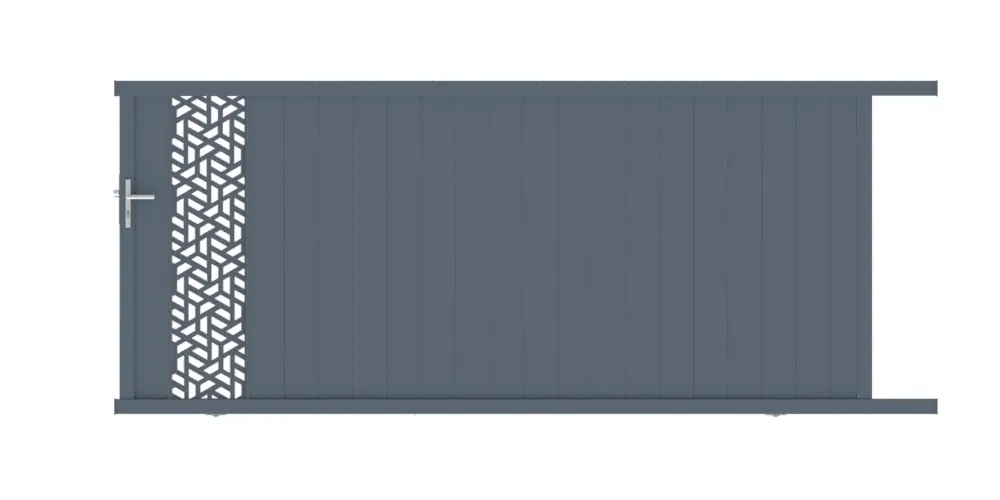 Portail coulissant aluminium THYEZ l.3,50 x l.1,55 gris JARDIMAT Bon Marché