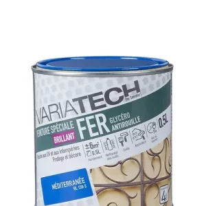Peinture antirouille glycéro - Bleu Méditerranée - 0,5L VARIATECH Populaire