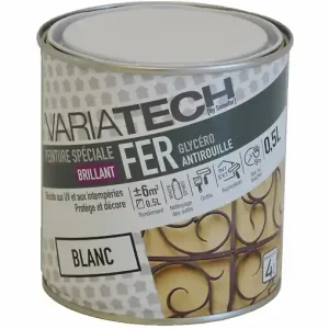 Usine Directe Peinture glycéro antirouille brillant Blanc - 0,5L VARIATECH