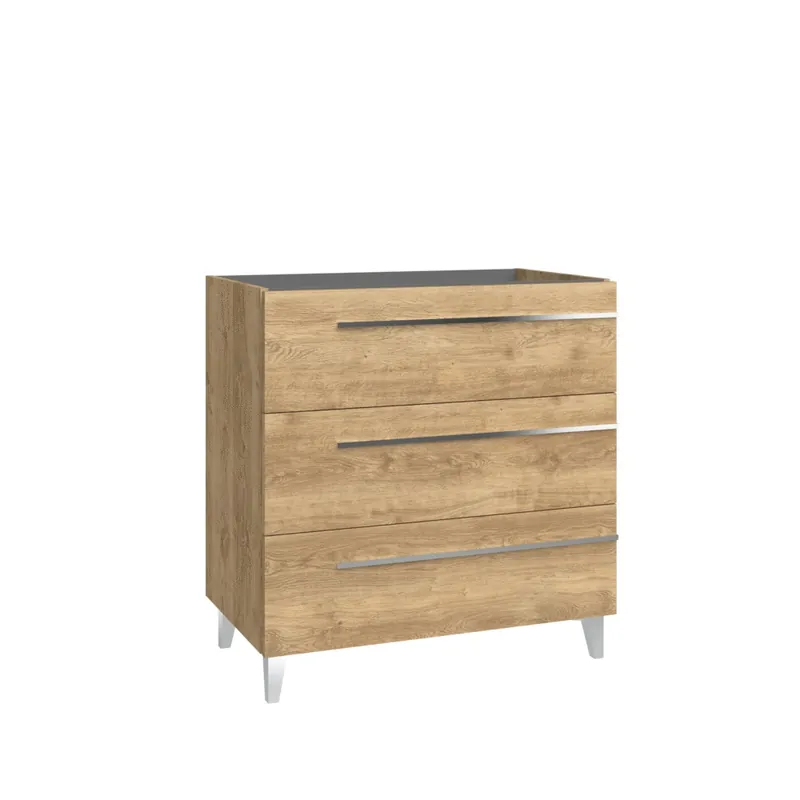Offre Limitée Meuble de salle de bains Cies 3 tiroirs L100 x H84 x P45 cm mélaminé chêne naturel