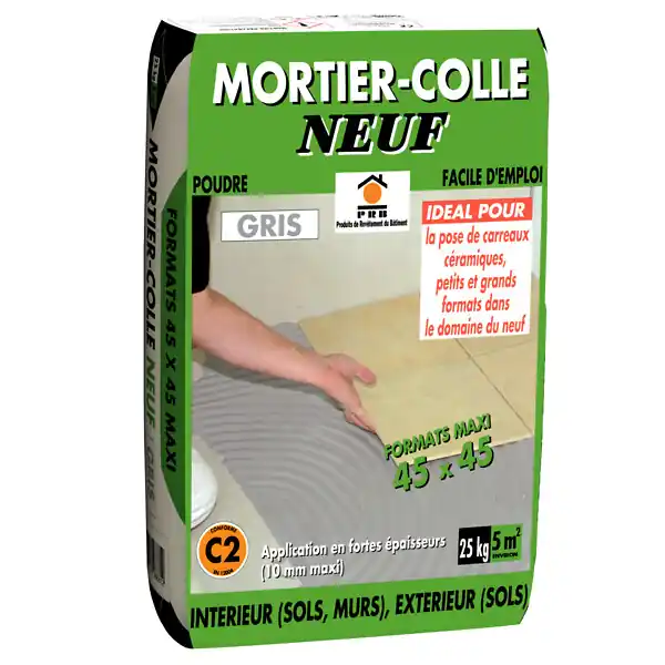 Mortier-colle carrelage neuf - Gris - 25kg PRB Bon Marché