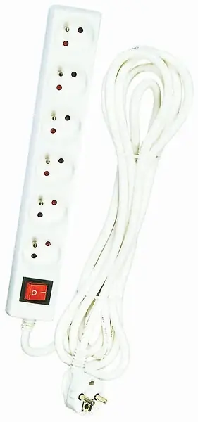 Bloc multiprise + interrupteur 6x2P+T 3680 W - 4m - Dio Authentique
