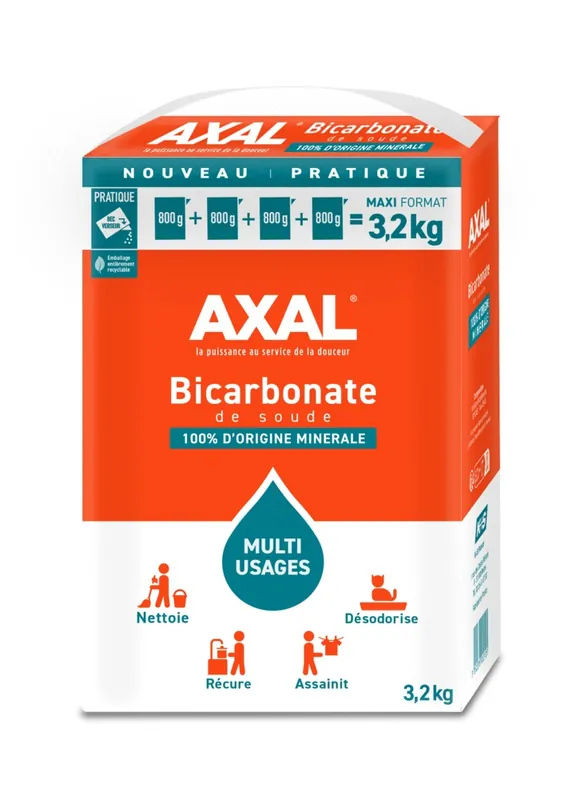 Bicarbonate de soude multi usages 4x800g - AXAL Offre Exclusive
