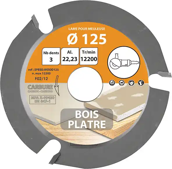 Acheter Direct Lame carbure multifonction 125mm - 3 dents - Anti-recul LEMAN