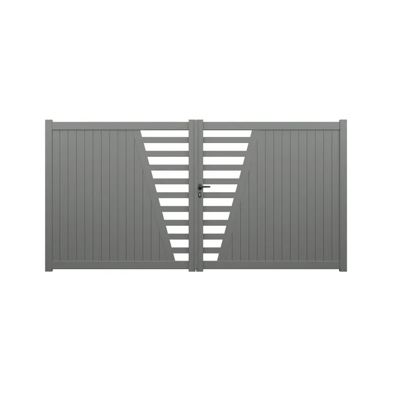 Portail battant aluminium PIVOINE l.3,50 x H.1,78 m gris alu livraison directe à domicile GARDEN GATE Populaire