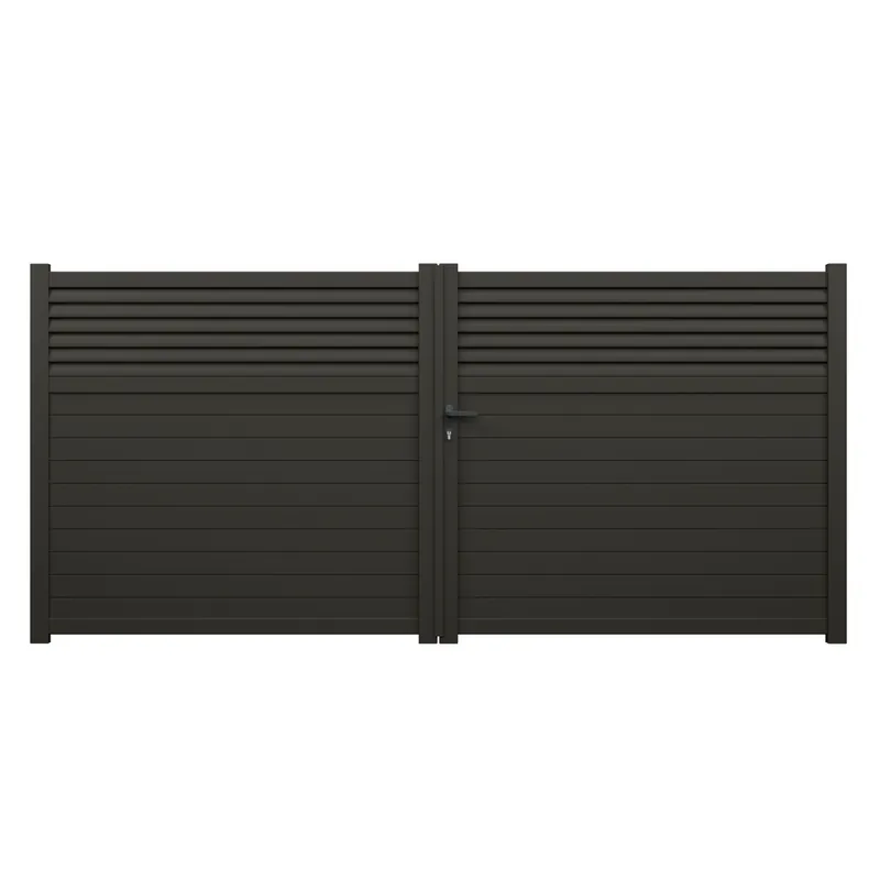 Prix Choc Portail battant aluminium JASMIN l.3,50 x H.1,634 m gris quartz livraison directe à domicile GARDEN GATE