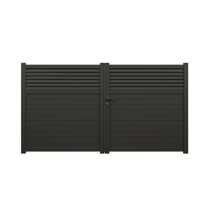 Super Prix Portail battant aluminium JASMIN l.3,00 x H.1,634 m gris quartz livraison directe à domicile GARDEN GATE
