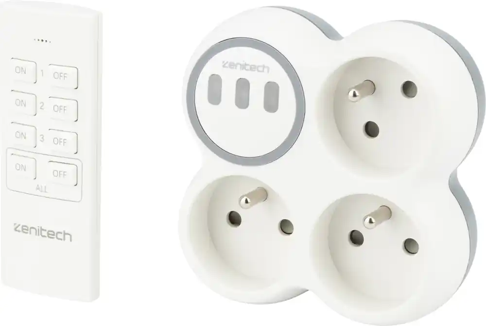 Nouvel Arrivage Multiprise murale télécommandée 3 prises - Boléa ZENITECH