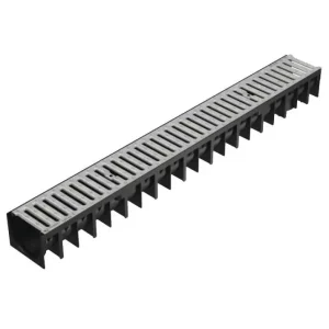 Caniveau polypropylène L.1000 x l.120 x H.92mm avec grille acier galvanisé - FITT Pas Cher
