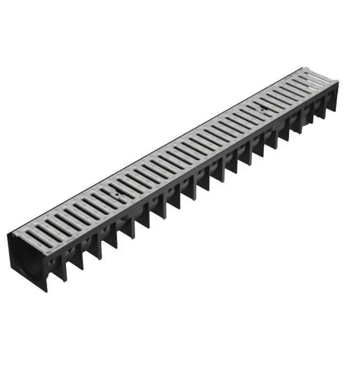 Caniveau polypropylène L.1000 x l.120 x H.92mm avec grille acier galvanisé - FITT Pas Cher